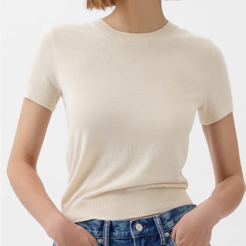 H&M sweater knit wear pullover top shirt half sleeve thin New